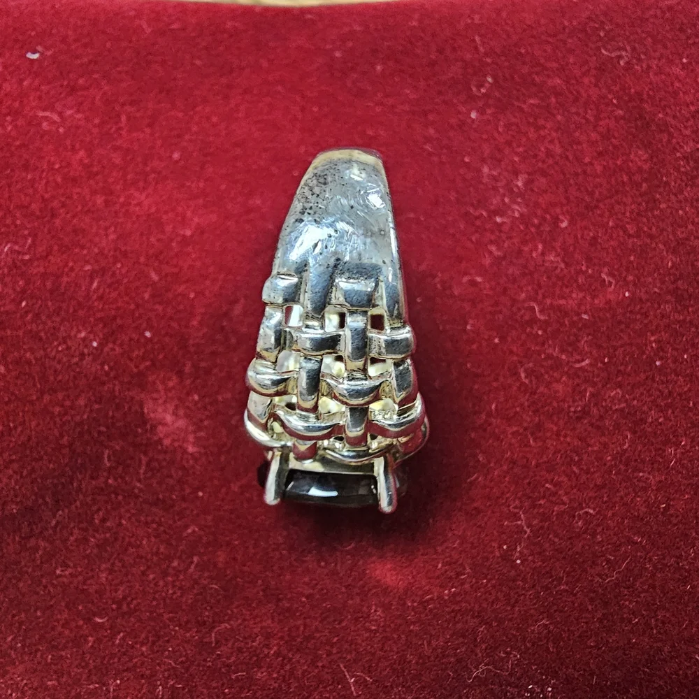 STERLING SILVER & SMOKEY QUARTZ WOMENS RING Size 7